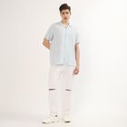 Men's Light Blue Cotton Half Sleeve Cuban Collar Casual Shirt, Light Blue, small