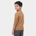 Boys Beige Cotton Blend Mock Neck Regular T-Shirt, Beige, small