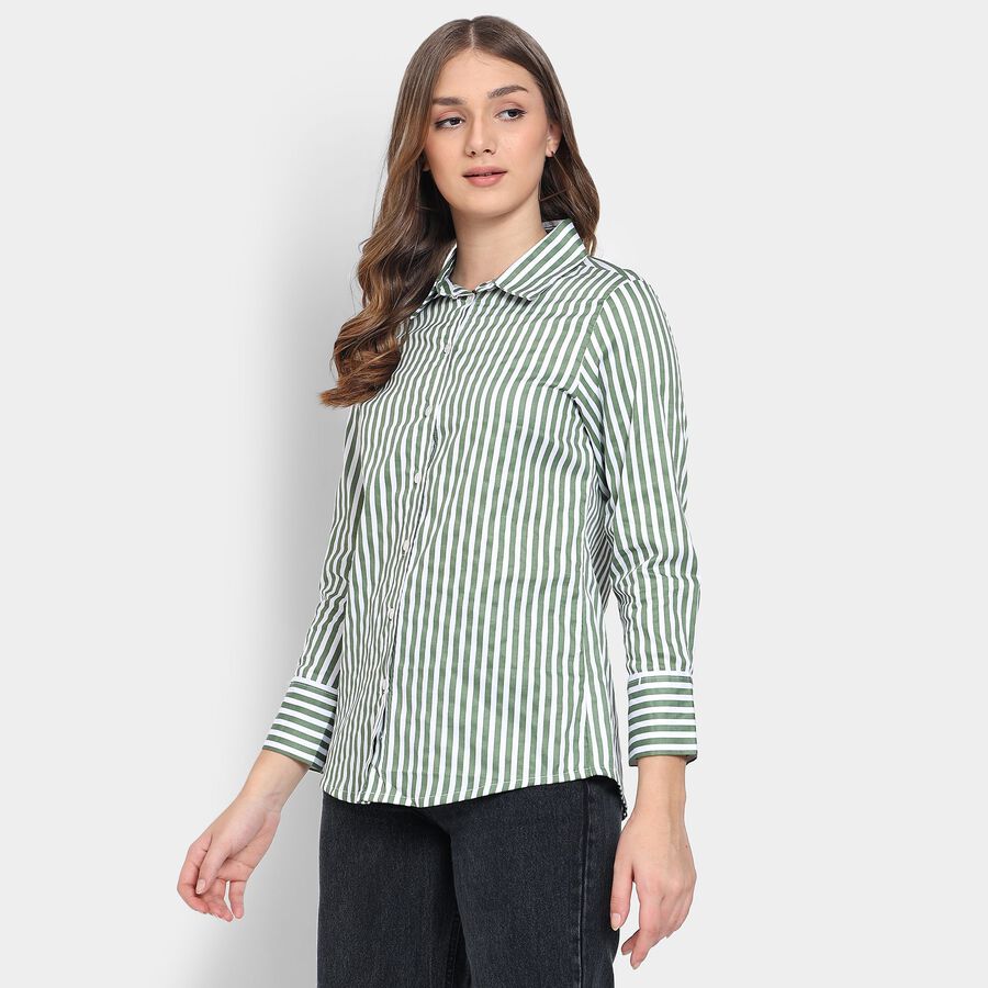 Ladies' 100% Cotton Shirt, Light Green, large image number null