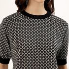 Women's Black Cotton Round Neck Geometric Top, Black, small image number null