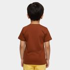 Boys Brown Round Neck Casual Half Sleeve T-Shirt, Brown, small