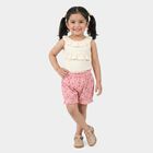 Girls Pink Regular Fit Floral Bloomer Shorts, हल्का गुलाबी, small