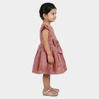 Girls' Pink Bow Embellished Pleated Party Wear Frock, हल्का गुलाबी, small