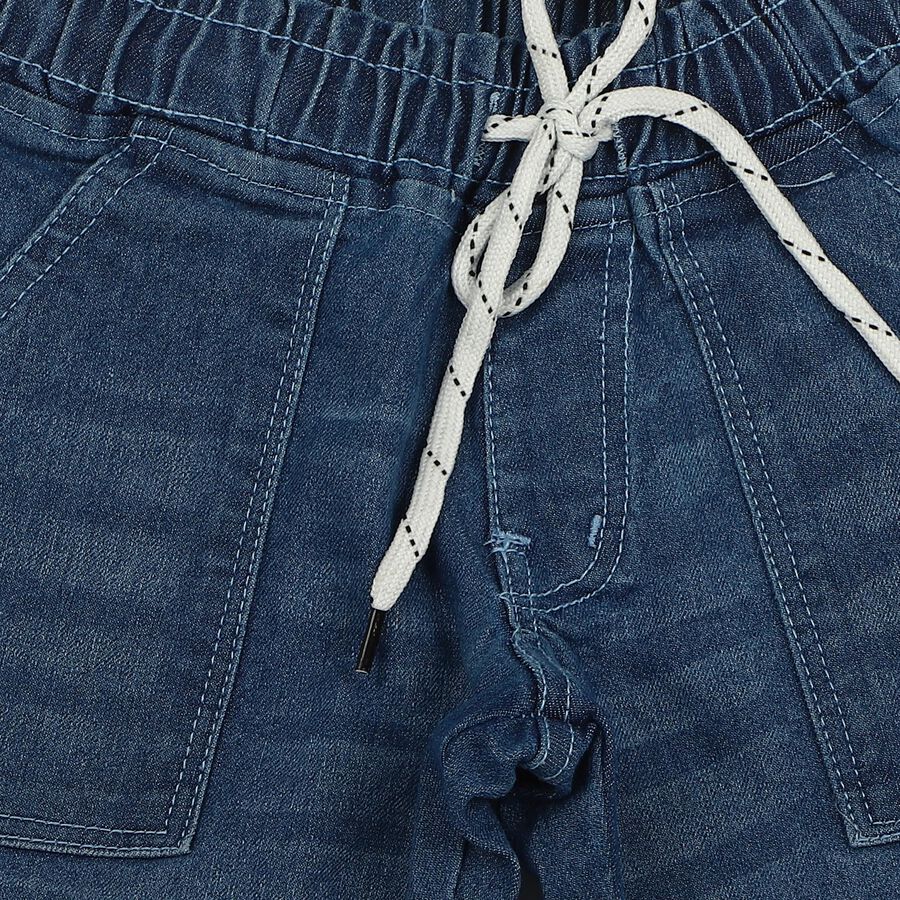 Boys Blue Jogger Fit Utility Pocket Jeans, मध्यम नीला, large