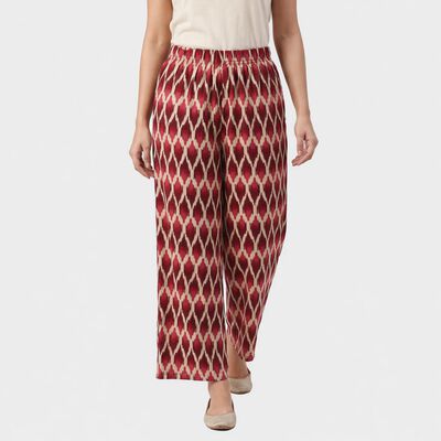 Women's Wine Regular Fit Printed Palazzos