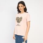 Ladies' 100% Cotton Round Neck T-Shirt, हल्का गुलाबी, small