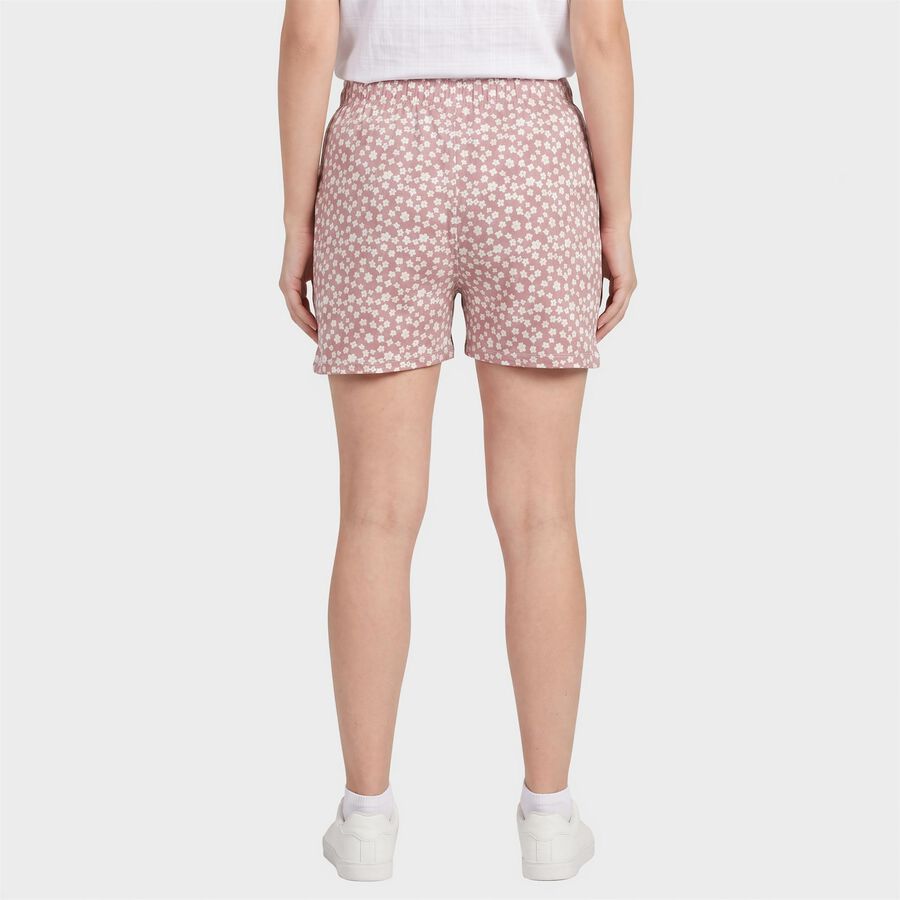 Women's Pink Regular Fit Floral Print Shorts, हल्का गुलाबी, large