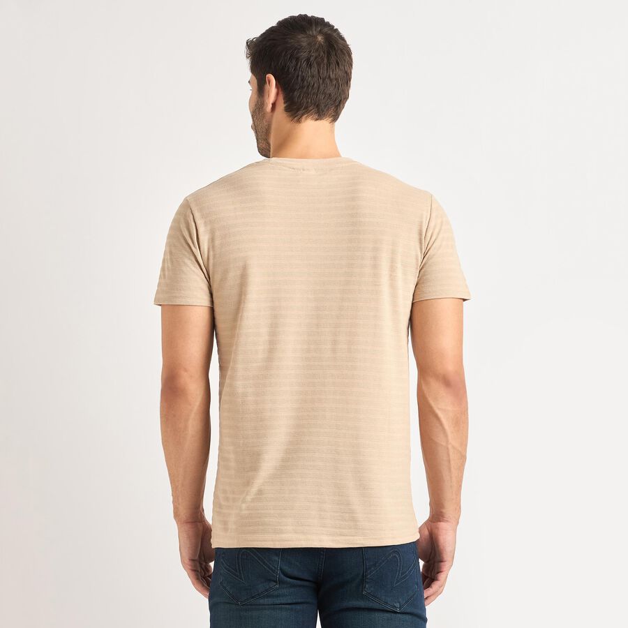 Men's Round Neck Half Sleeves T-Shirt , Beige, large image number null