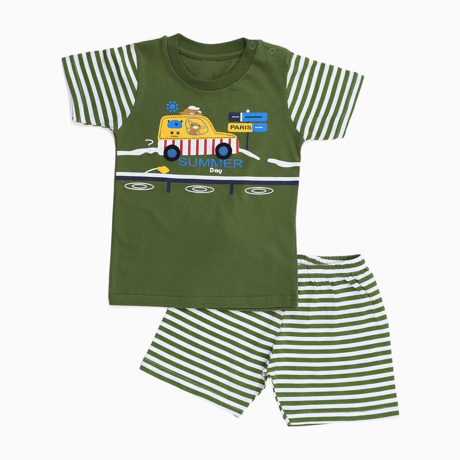 Infants' 100% Cotton Baba Suit, ओलिव, large image number null
