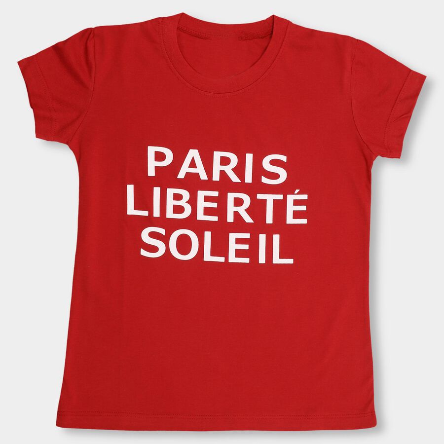 Girls' T-Shirt , लाल, large image number null