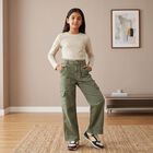 Girls Olive Green Cargo Fit Utility Jeans, Olive, small
