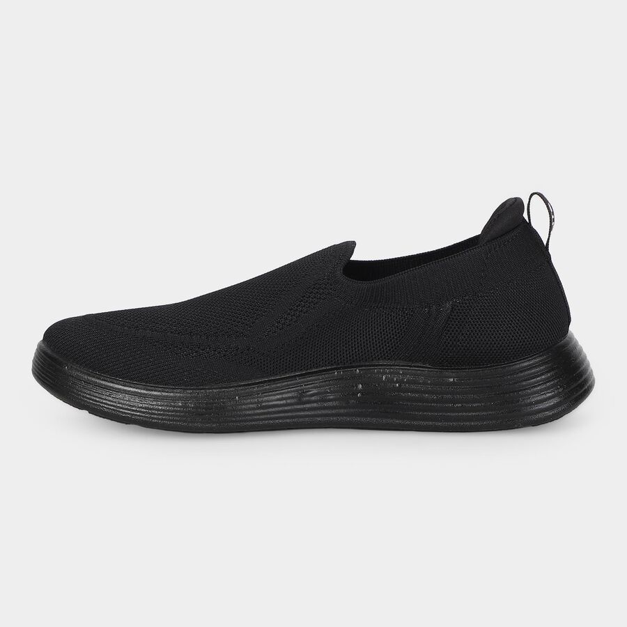Men's Black Slip-On Casual Shoes, काला, large