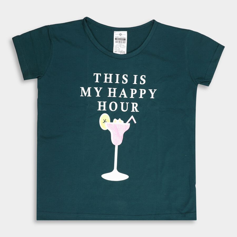 Girls' T-Shirt, गहरा हरा, large image number null