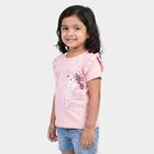 Girls Pink Cotton Round Neck Regular T-Shirt, हल्का गुलाबी, small