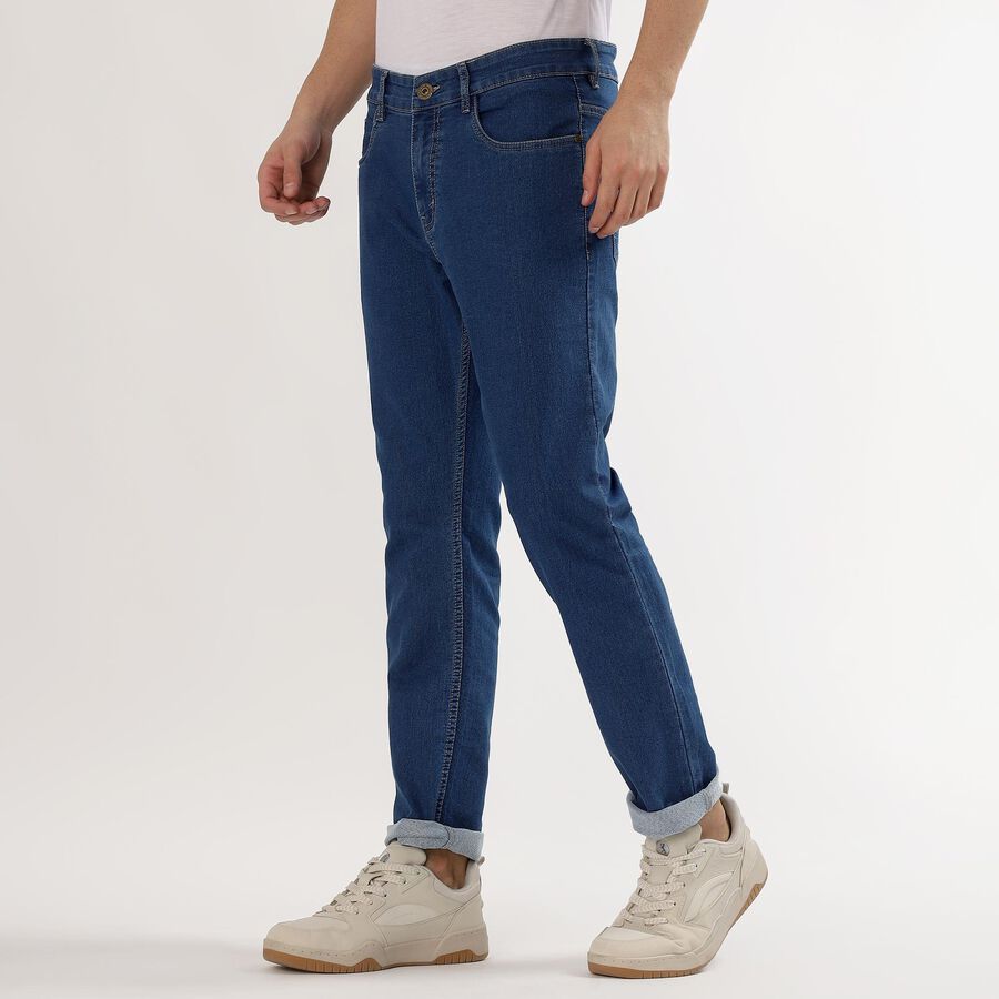 Men's Deep Steel Blue Slim Fit Jeans, Mid Blue, large image number null