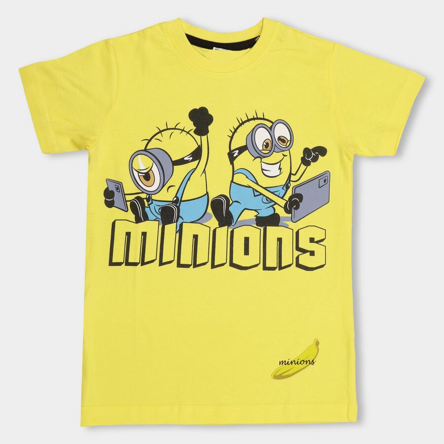 Boys' 100% Cotton Half Sleeves T-Shirt, Yellow, large