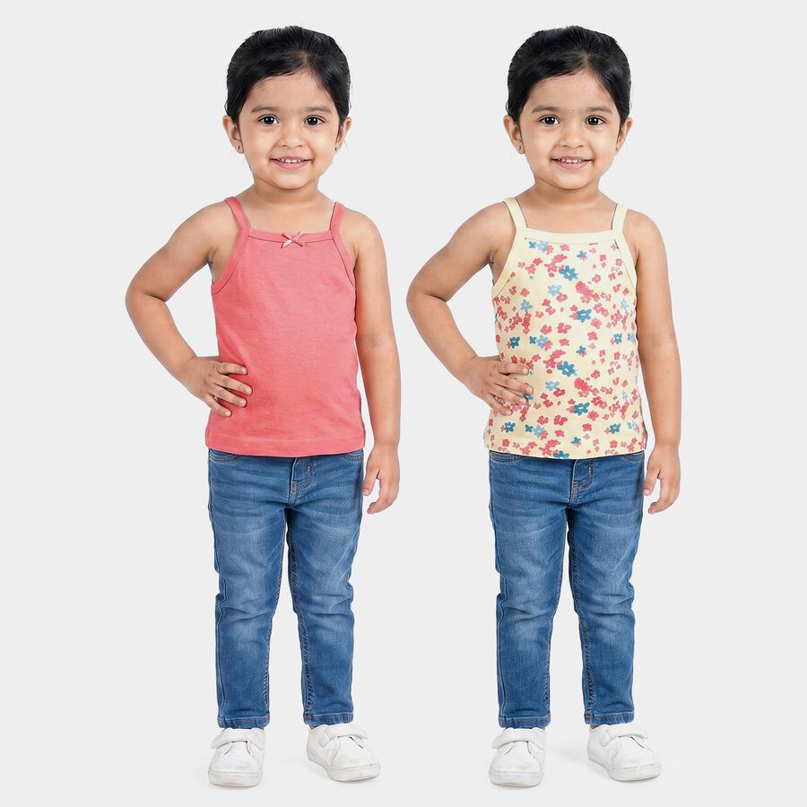 Girls' Peach Cotton Square Neck Vest, Peach, large