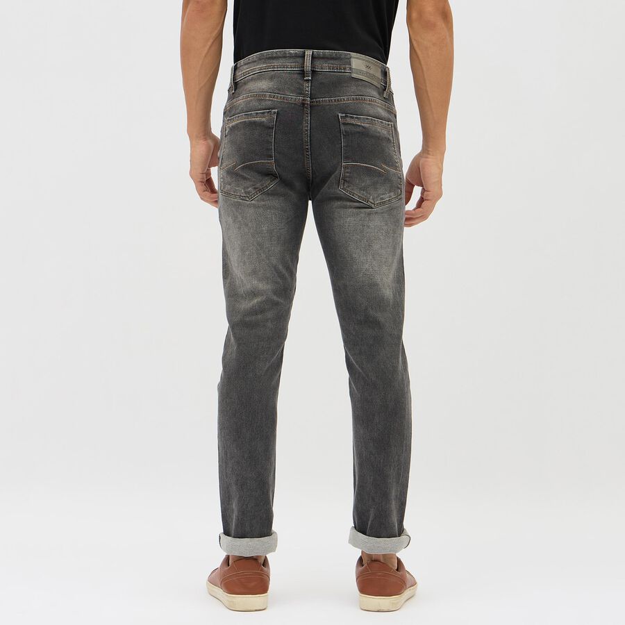 Men's Faded Black Skinny Fit Jeans, Dark Grey, large image number null