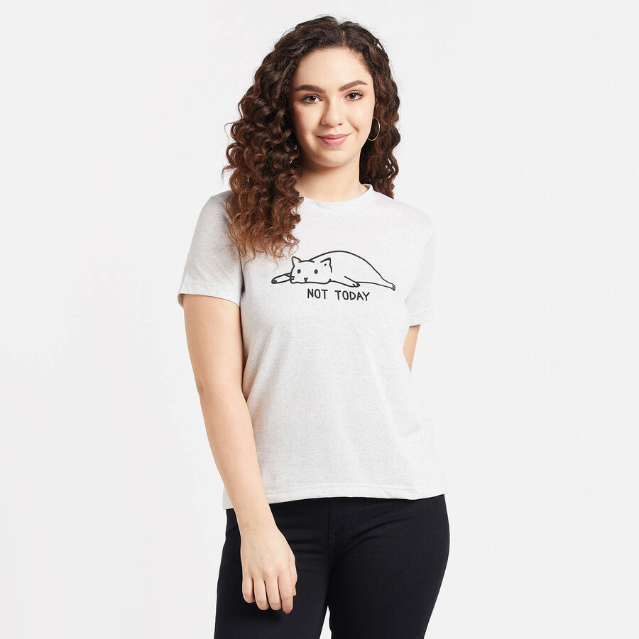 Round Neck T-Shirt, Ecru Melange, large image number null