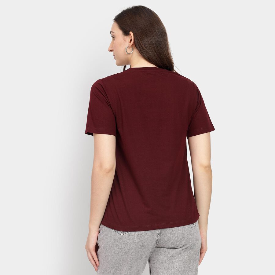 Ladies' Round Neck T-Shirt, Wine, large image number null