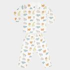 Infants Cotton Printed Night Suit, White, small image number null