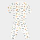 Infants Cotton Printed Night Suit, White, small image number null