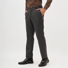 Men's Charcoal Slim Fit Flat-Front Formal Trousers, गहरा ग्रे, small image number null