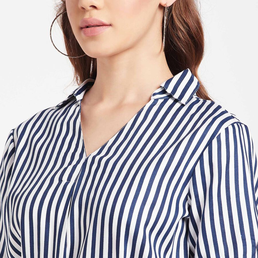 Stripes Dress, Navy Blue, large image number null