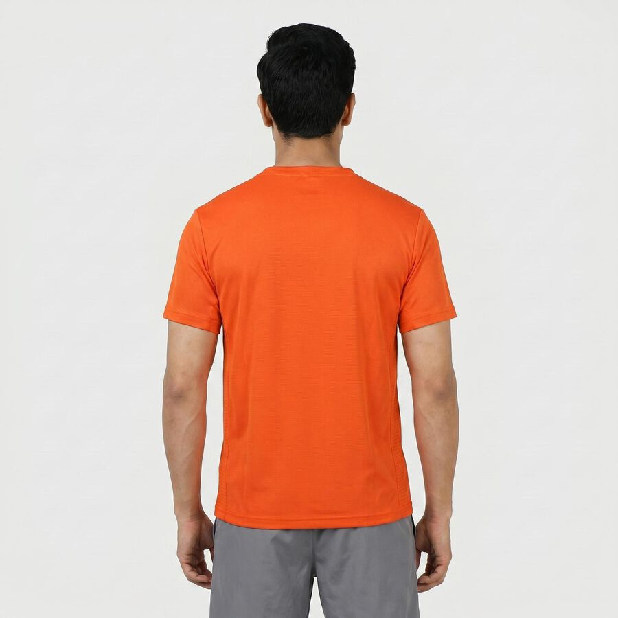 Men's Orange Crew Neck Athleisure T-Shirt, नारंगी, large