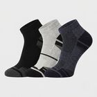 Men's Regular Fit Striped Pack of 3 Socks ( Charcoal, Grey, Black ), मिश्रित हल्का ग्रे, small