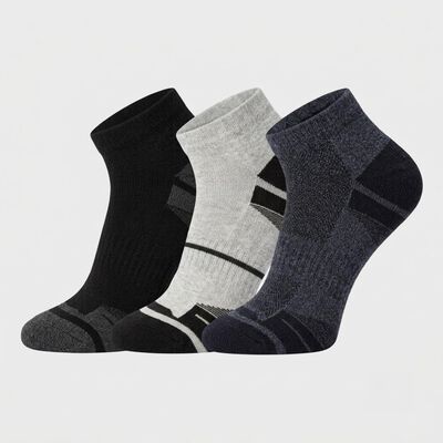 Men's Regular Fit Striped Pack of 3 Socks ( Charcoal, Grey, Black )