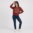 Women Rust Crew Neck Pullover Sweatshirt, रस्ट, small