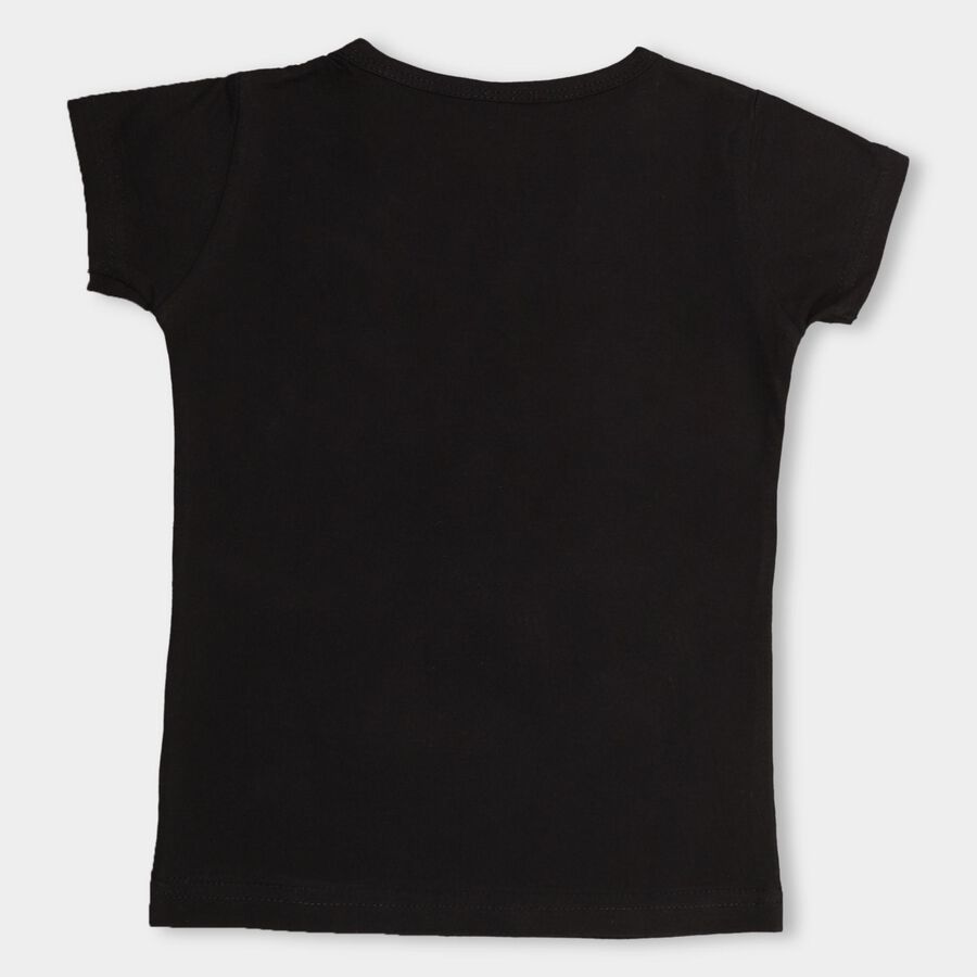 Girls' 100% Cotton T-Shirt, Black, large