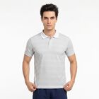 Men's White Polo Neck Striped Regular Drifit T-Shirt, White, small