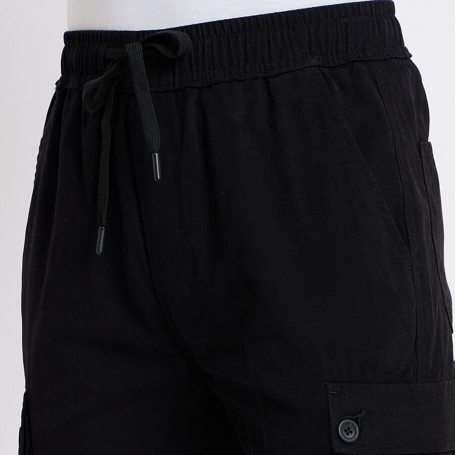 Men's Slim Fit Casual Trousers, Black, large image number null