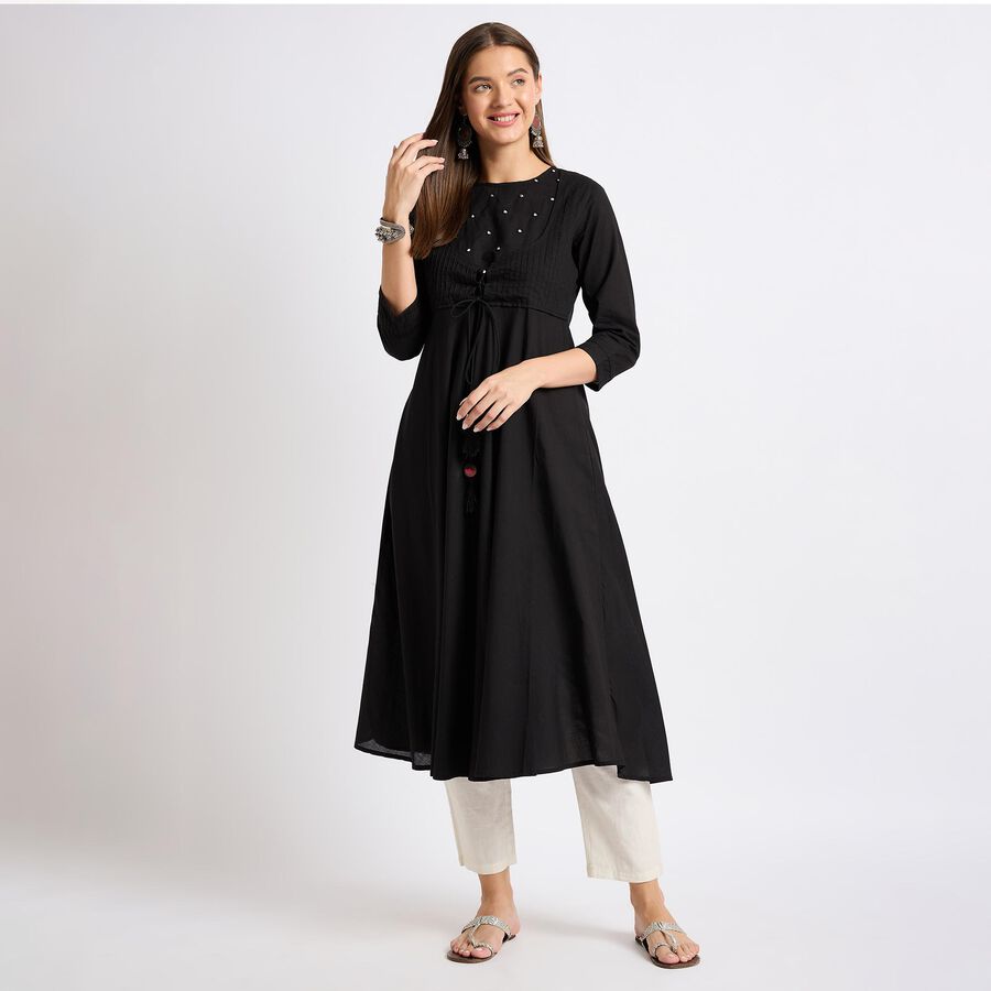 Ladies' 100% Cotton Kurta , काला, large image number null