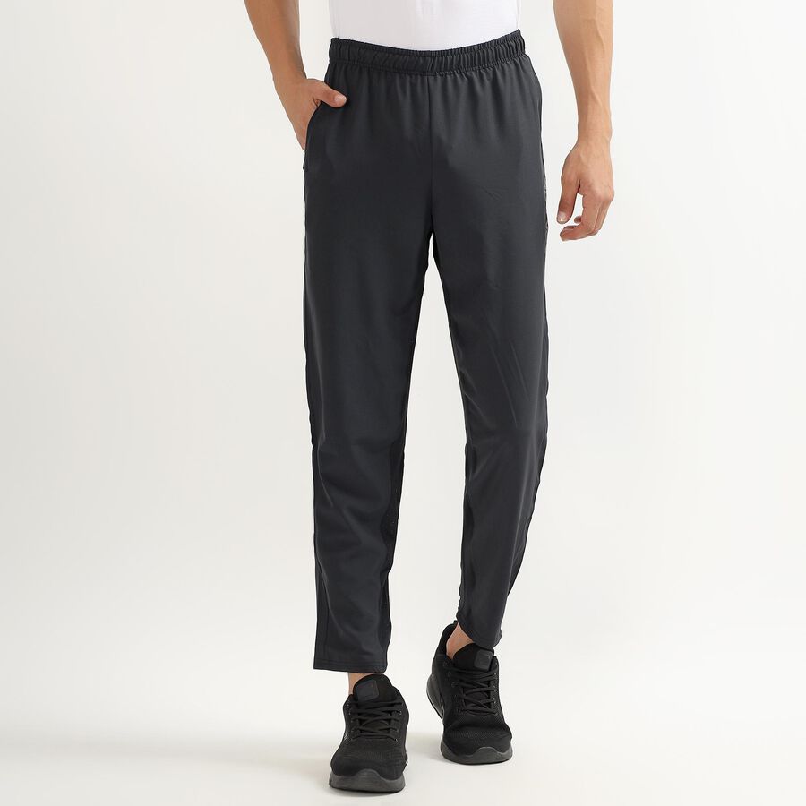 Unisex Charcoal Black Regular Fit Active Track Pants, Dark Grey, large image number null