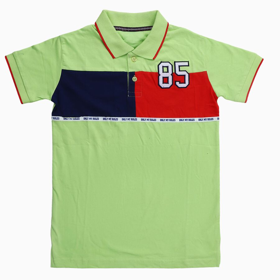Boys Light Sage Green Cotton Round Neck Casual T-Shirt, हल्का हरा, large