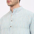 Men's Mandarin Collar Kurta, Light Blue, small image number null