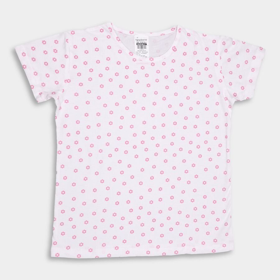 Girl's Cotton T-Shirt, White, large image number null