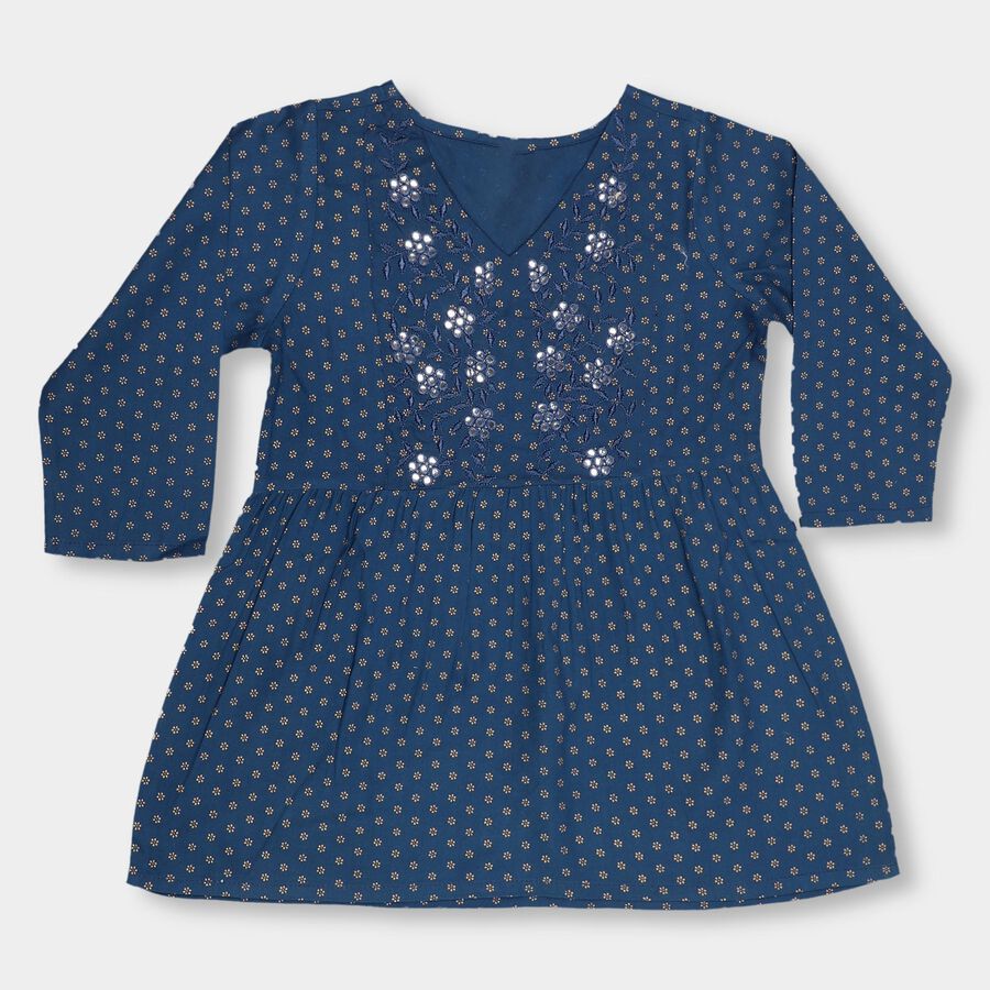 Girls' Blouse, Teal Blue, large image number null