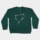 Girls' Green Crew Neck Pullover Sweatshirt, Dark Green, small