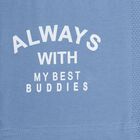 Boys Muted Steel Blue Cotton Round Neck Half Sleeve T-Shirt, मध्यम नीला, small image number null