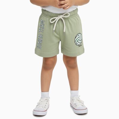 Boys Light Sage Green Printed Elastic Waist Bermuda Shorts