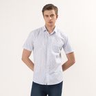 Men's Blue Cotton Half Sleeve Spread Collar Casual Shirt, Light Blue, small