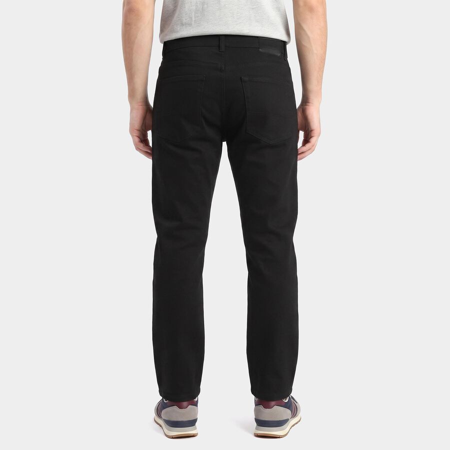 Men's Black Straight Fit Solid Jeans, Black, large