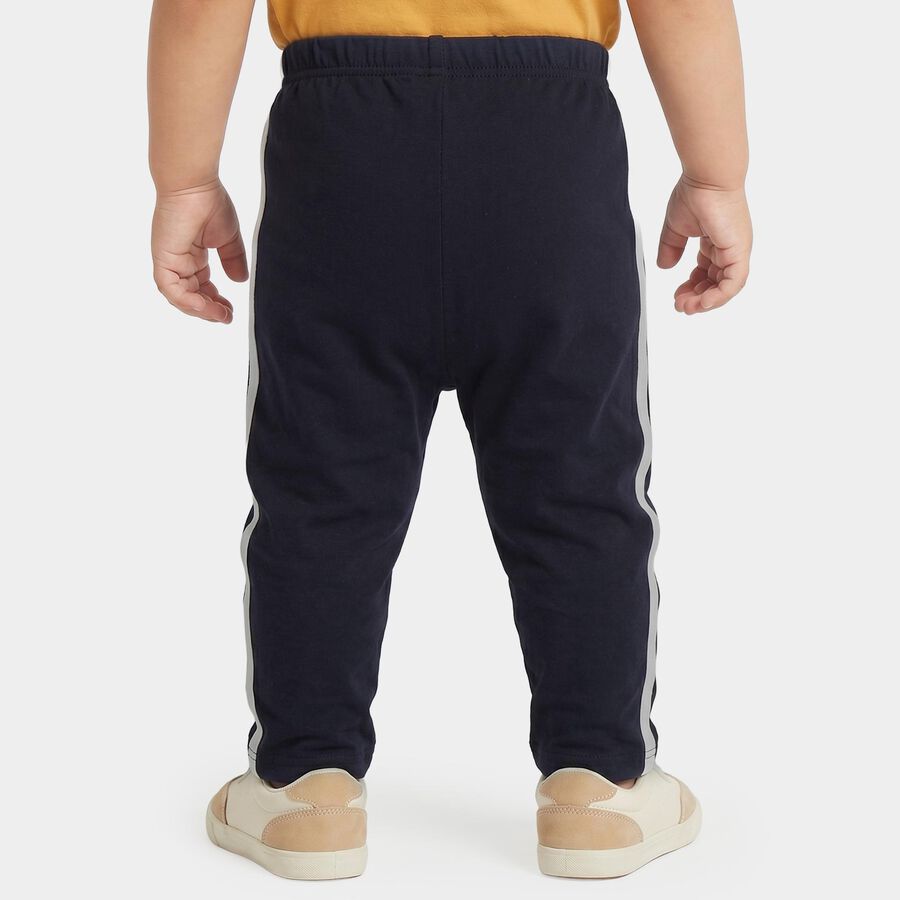 Infants' Navy Blue Straight Fit Graphic Printed Cotton Pyjama, नेवी ब्लू, large
