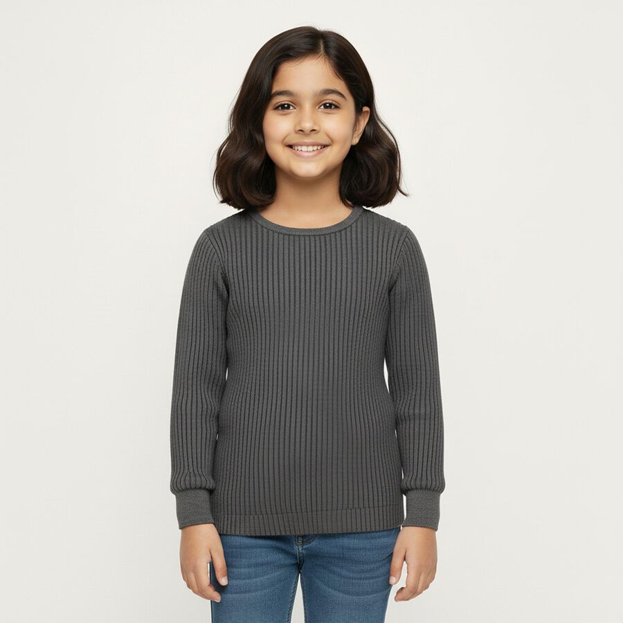 Girls' Thermal Upper, Charcoal, large image number null