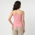 Women's Pink Cotton Scoop Neck Camisole Slip, गुलाबी, small