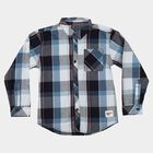 Boys Mid Blue Cotton Collar Shirt, Mid Blue, small